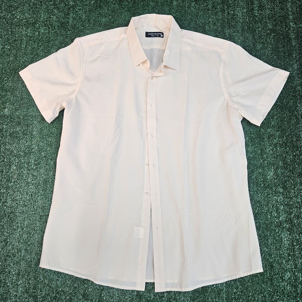 Classic Collection Men’s Short Sleeve Button Up Shirt Champagne Color